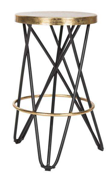 Safavieh Lorna Gold Leaf Counter Stool - Black | Bar Stools | Modishstore