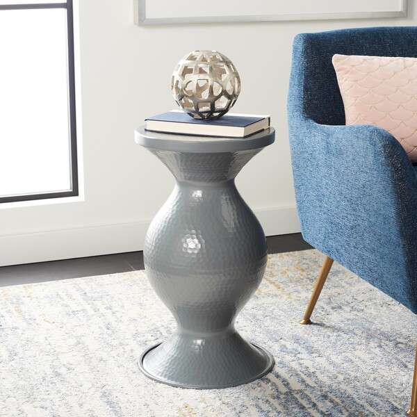 Safavieh Radium Small Hammered Stool - Dark Gray | End Tables | Modishstore