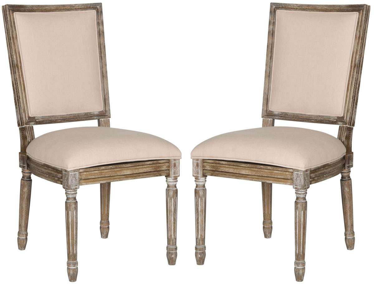 Safavieh Buchanan 19''H French Brasserie Linen Rect Side Chair Set Of 2 - Beige | Dining Chairs | Modishstore - 2