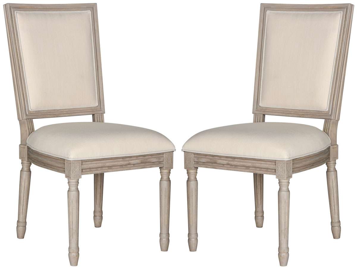 Safavieh Buchanan 19''H French Brasserie Linen Rect Side Chair Set Of 2 - Light Beige | Dining Chairs | Modishstore - 2