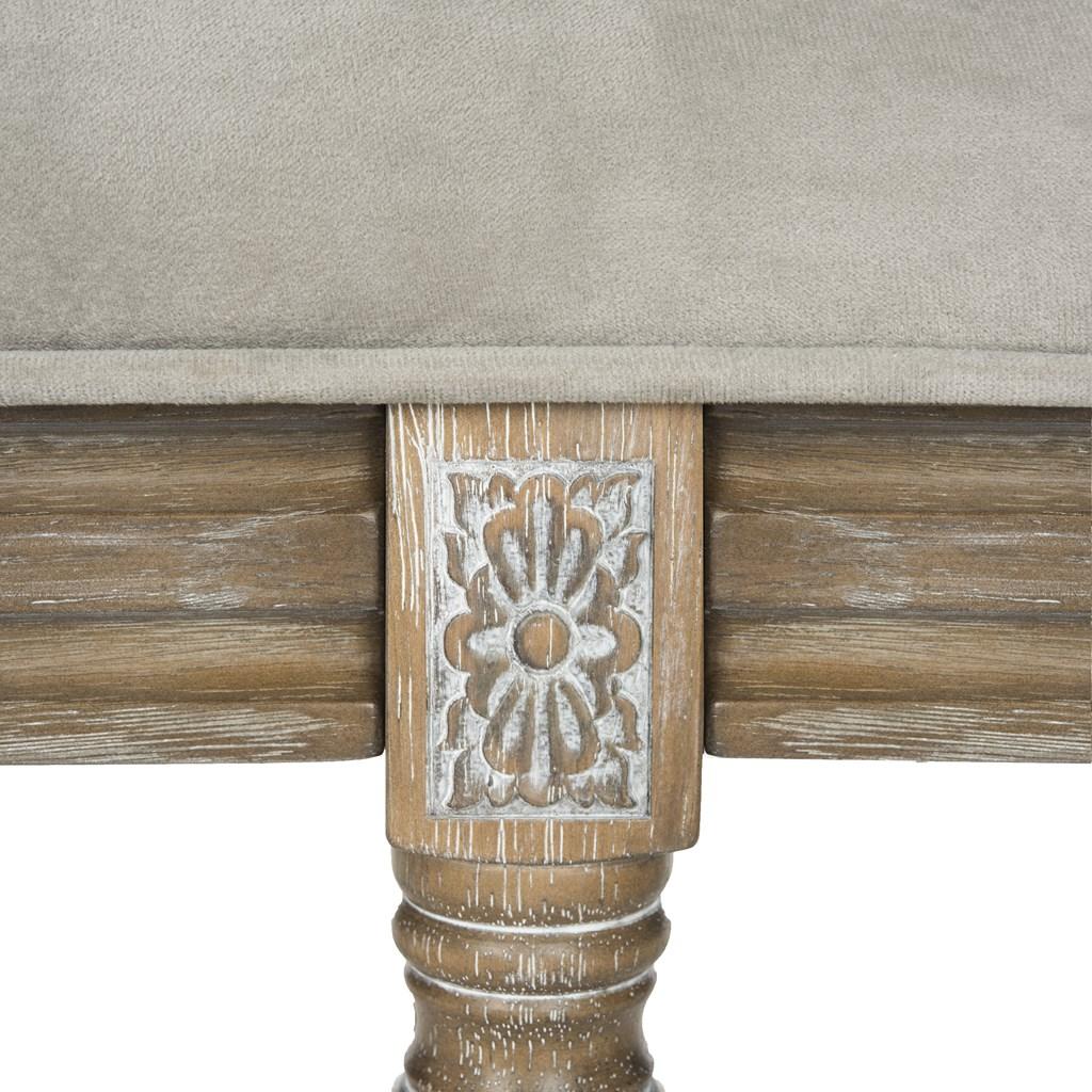 Safavieh Rocha 19''H French Brasserie Tufted Traditional Rustic Wood Bench - Gray Velvet | Benches  | Modishstore - 3