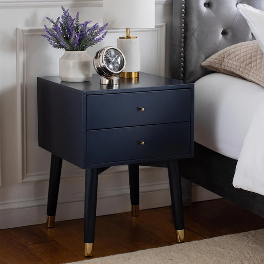 Safavieh Lyla Mid Century Retro Silver Cap Nightstand - Lapis Blue | Nightstands | Modishstore