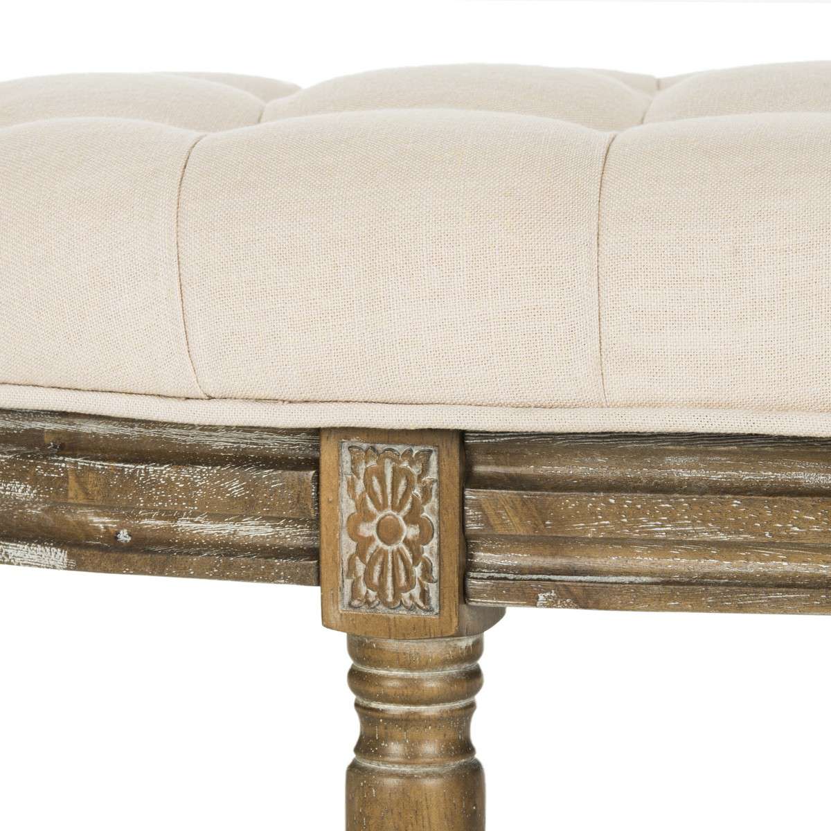 Safavieh Abilene Tufted Rustic Semi Circle Bench - Beige | Benches  | Modishstore - 2