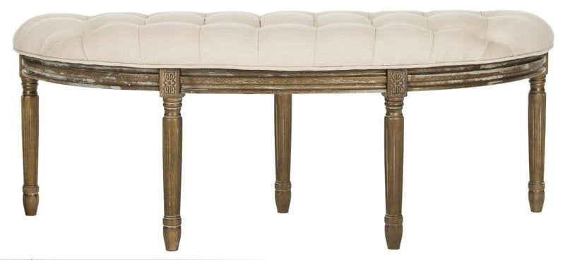 Safavieh Abilene Tufted Rustic Semi Circle Bench - Beige | Benches  | Modishstore