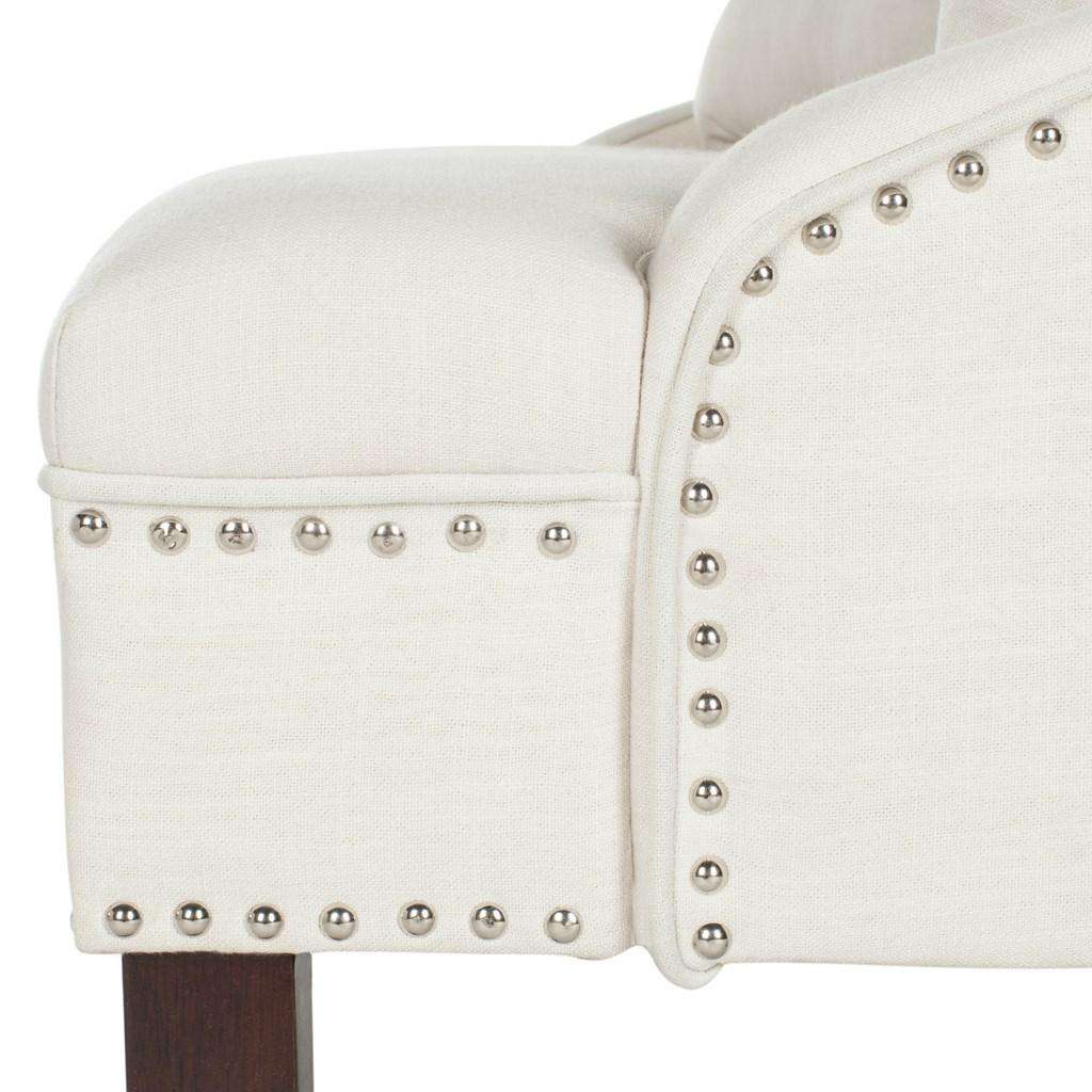 Safavieh Zoey Linen Settee W/ Silver Nailheads - Light Beige | Sofas | Modishstore - 2