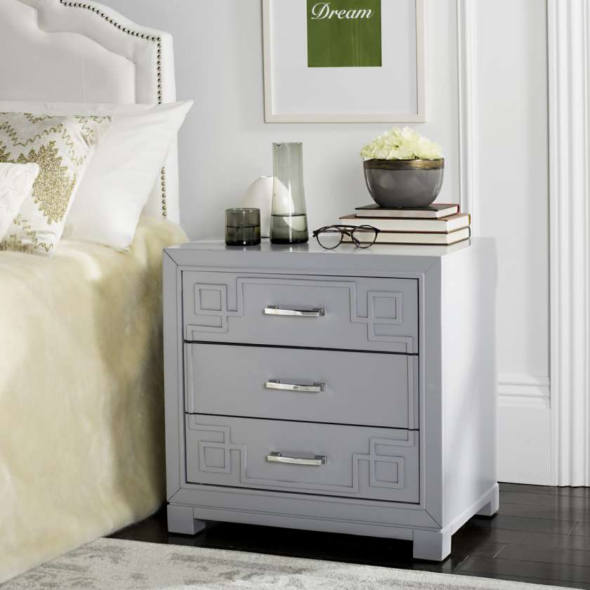 Safavieh Raina Three Drawer Greek Key Night Stand | Nightstands | Modishstore - 8