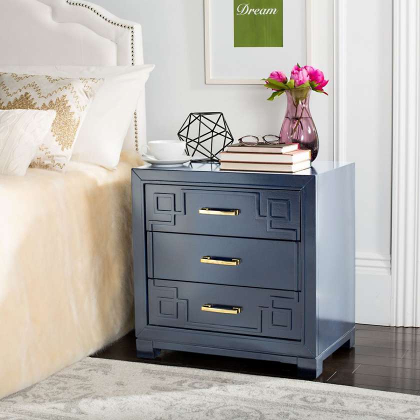 Safavieh Raina Three Drawer Greek Key Night Stand | Nightstands | Modishstore - 10