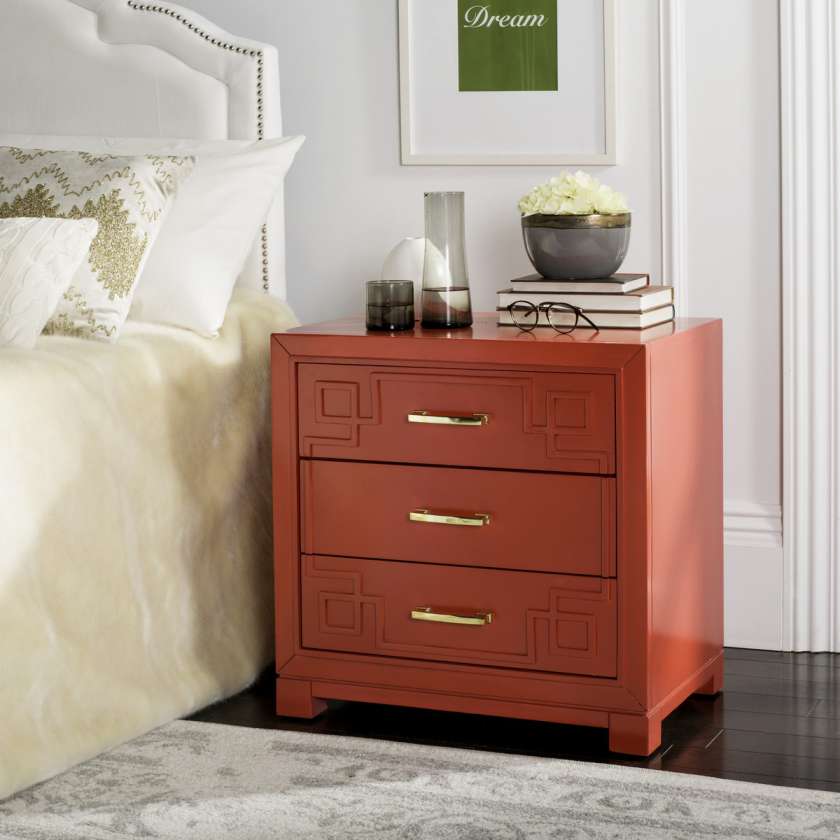 Safavieh Raina Three Drawer Greek Key Night Stand | Nightstands | Modishstore - 9