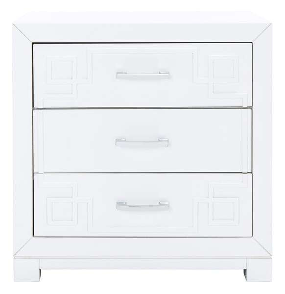 Safavieh Raina Three Drawer Greek Key Night Stand - White | Nightstands | Modishstore