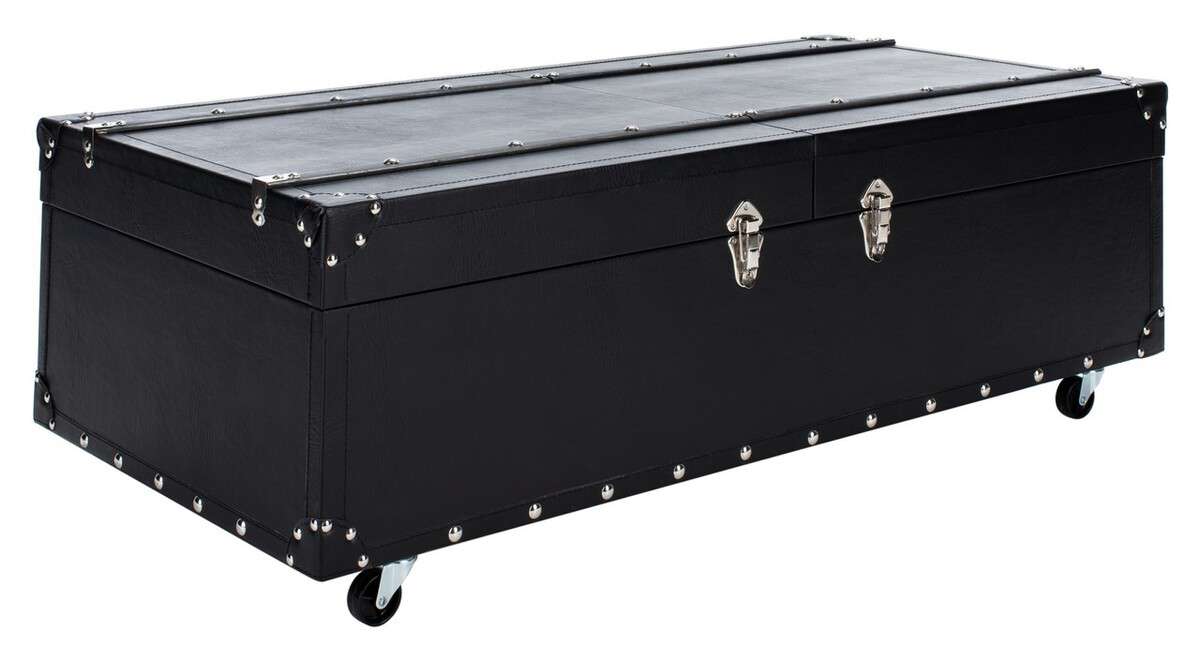 Safavieh Zoe Coffee Table Storage Trunk With Wine Rack - Black |  | Modishstore - 3