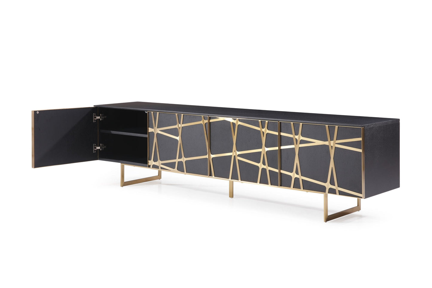 Modrest Kilson - Modern Black Oak & Champagne Gold TV Stand | TV Stands | Modishstore - 4