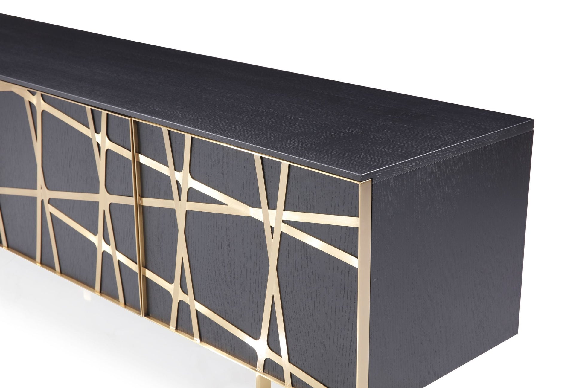 Modrest Kilson - Modern Black Oak & Champagne Gold TV Stand | TV Stands | Modishstore - 3