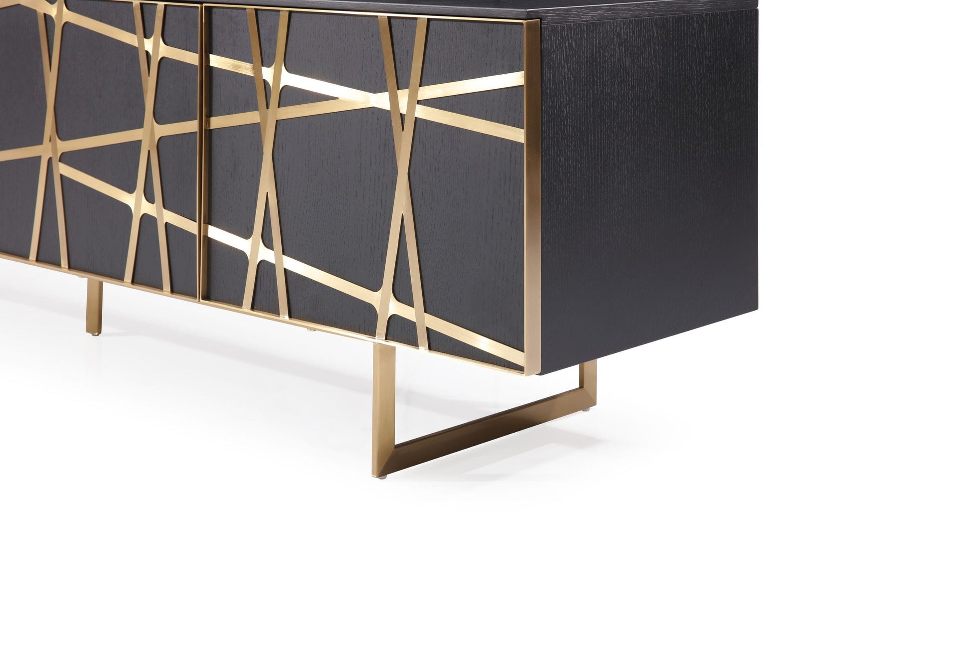 Modrest Kilson - Modern Black Oak & Champagne Gold TV Stand | TV Stands | Modishstore - 2