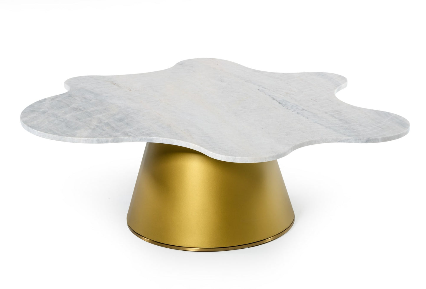 Modrest Gabbro High - Glam White Marble and Gold Coffee Table | Coffee Tables | Modishstore - 3