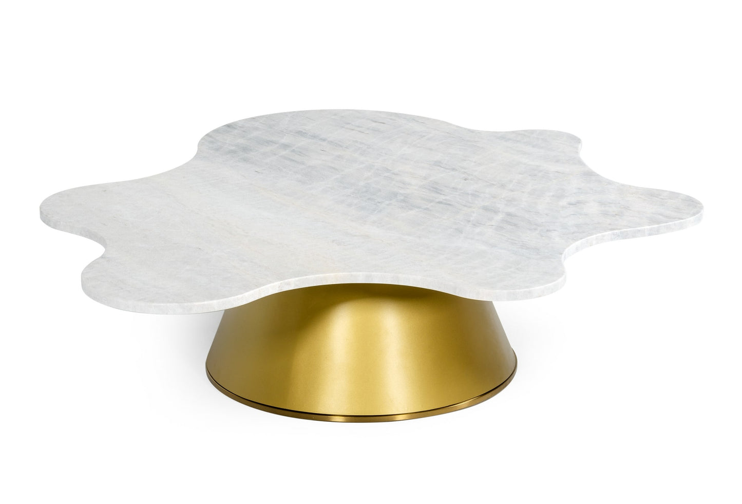 Modrest Gabbro Low - Glam White Marble and Gold Coffee Table | Coffee Tables | Modishstore - 3