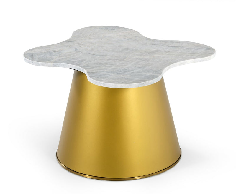 Modrest Gabbro - Glam White Marble and Gold End Table | End Tables | Modishstore - 1