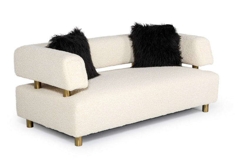 Divani Casa Gannet - Glam Beige Fabric Loveseat | Loveseats | Modishstore - 1