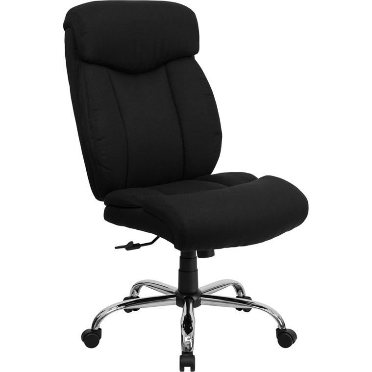 Hercules Series Big & Tall 400 Lb. Rated Black Fabric Executive Ergonomic Office Chair And Chrome Base By Flash Furniture | Office Chairs | Modishstore - 1