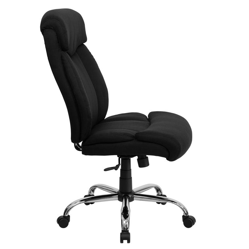 Hercules Series Big & Tall 400 Lb. Rated Black Fabric Executive Ergonomic Office Chair And Chrome Base By Flash Furniture | Office Chairs | Modishstore - 2