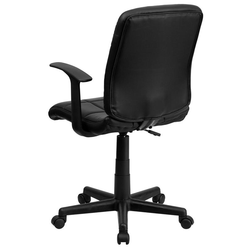 Mid-Back Black Quilted Vinyl Swivel Task Office Chair With Arms By Flash Furniture | Office Chairs | Modishstore - 3