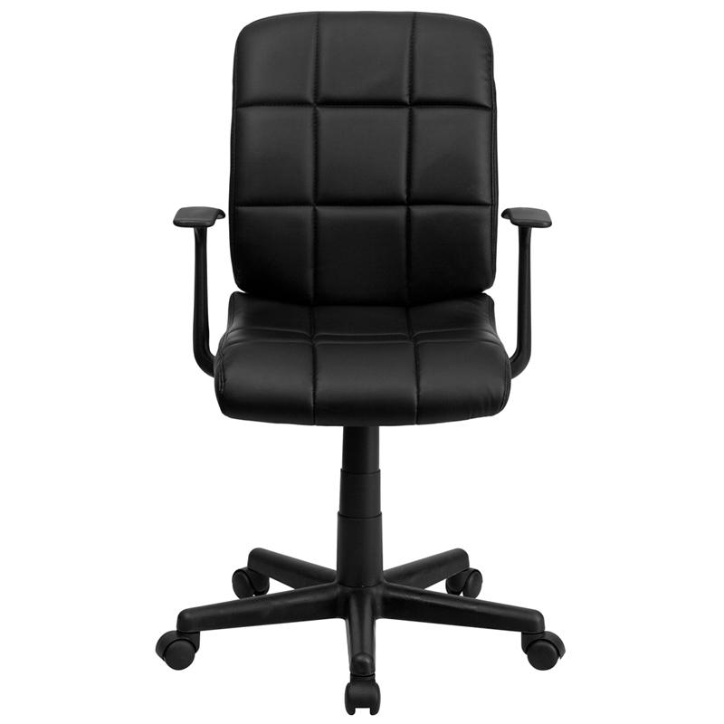 Mid-Back Black Quilted Vinyl Swivel Task Office Chair With Arms By Flash Furniture | Office Chairs | Modishstore - 4