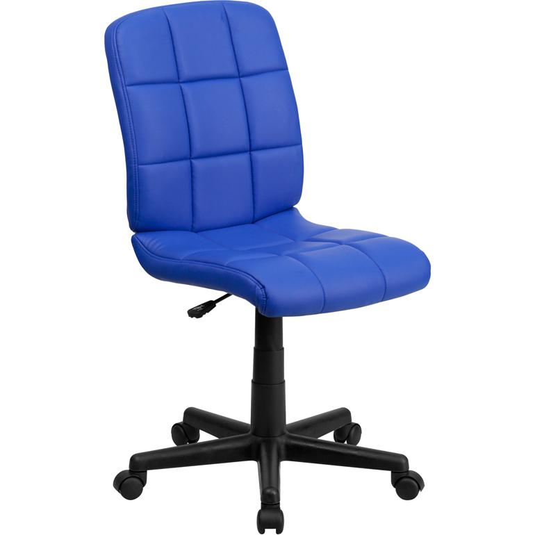 Mid-Back Blue Quilted Vinyl Swivel Task Office Chair By Flash Furniture | Office Chairs | Modishstore - 1