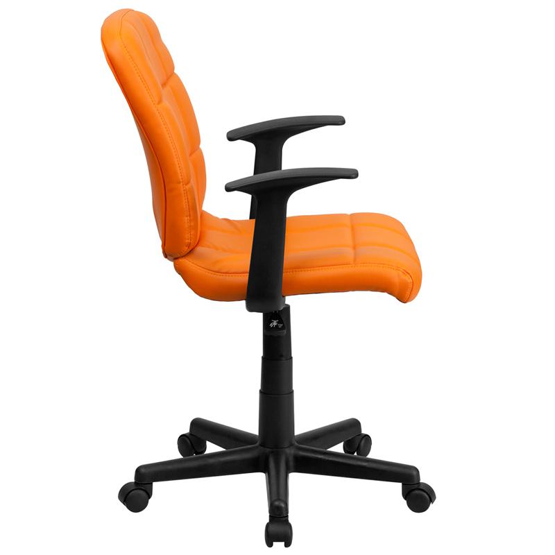 Mid-Back Orange Quilted Vinyl Swivel Task Office Chair With Arms By Flash Furniture | Office Chairs | Modishstore - 2