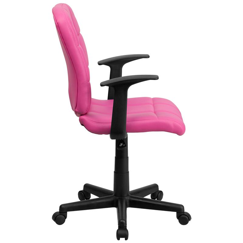 Mid-Back Pink Quilted Vinyl Swivel Task Office Chair With Arms By Flash Furniture | Office Chairs | Modishstore - 2