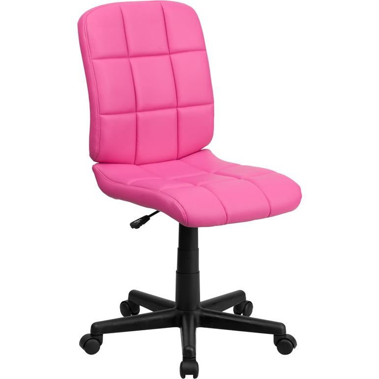 Mid-Back Pink Quilted Vinyl Swivel Task Office Chair By Flash Furniture | Office Chairs | Modishstore - 1