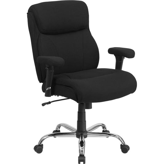 Hercules Series Big & Tall 400 Lb. Rated Black Fabric Ergonomic Task Office Chair With Line Stitching And Adjustable Arms By Flash Furniture | Office Chairs | Modishstore - 1