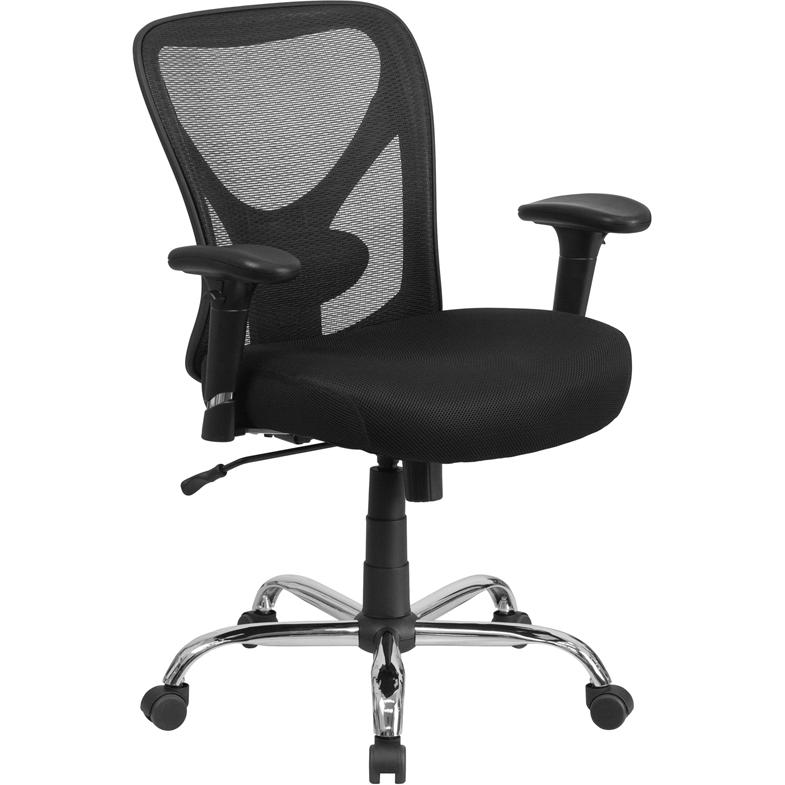 Big & Tall Office Chair | Adjustable Height Mesh Swivel Office Chair With Wheels By Flash Furniture | Office Chairs | Modishstore - 1