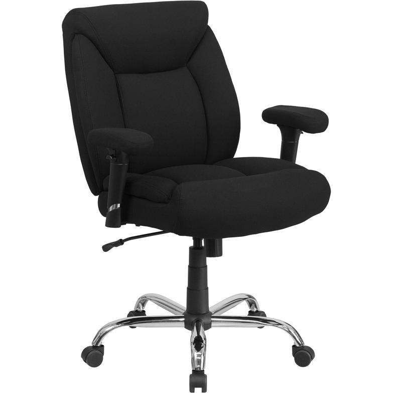 Hercules Series Big & Tall 400 Lb. Rated Black Fabric Deep Tufted Swivel Ergonomic Task Office Chair With Adjustable Arms By Flash Furniture | Office Chairs | Modishstore - 1