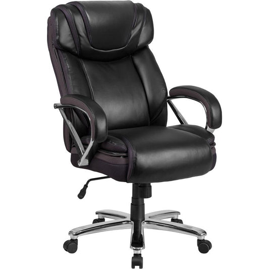 Hercules Series Big & Tall 500 Lb. Rated Black Leathersoft Executive Swivel Ergonomic Office Chair With Extra Wide Seat By Flash Furniture | Office Chairs | Modishstore - 1