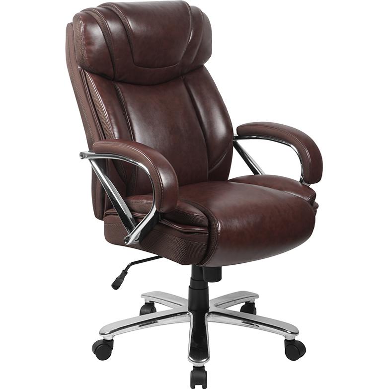 Hercules Series Big & Tall 500 Lb. Rated Brown Leathersoft Executive Swivel Ergonomic Office Chair With Extra Wide Seat By Flash Furniture | Office Chairs | Modishstore - 1