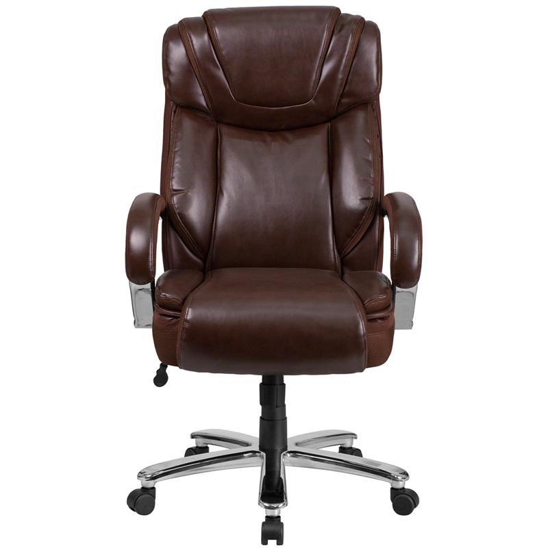 Hercules Series Big & Tall 500 Lb. Rated Brown Leathersoft Executive Swivel Ergonomic Office Chair With Extra Wide Seat By Flash Furniture | Office Chairs | Modishstore - 4