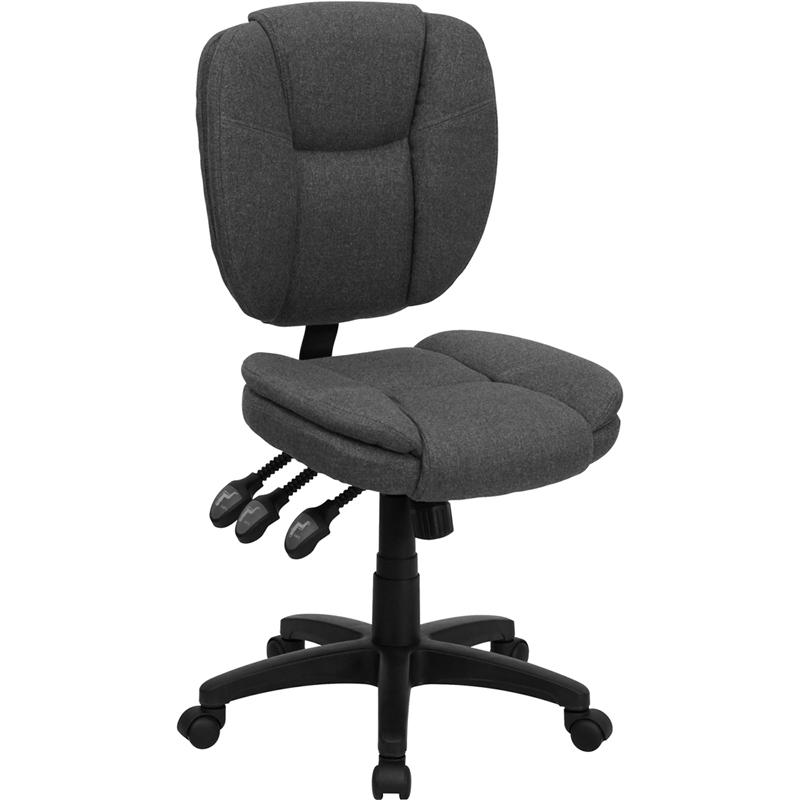 Mid-Back Gray Fabric Multifunction Swivel Ergonomic Task Office Chair With Pillow Top Cushioning By Flash Furniture | Office Chairs | Modishstore - 1