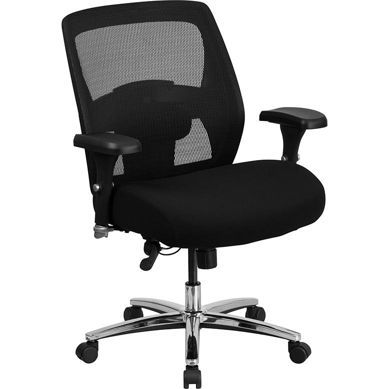 Hercules Series 24/7 Intensive Use Big & Tall 500 Lb. Rated Black Mesh Executive Ergonomic Office Chair With Ratchet Back By Flash Furniture | Office Chairs | Modishstore - 1