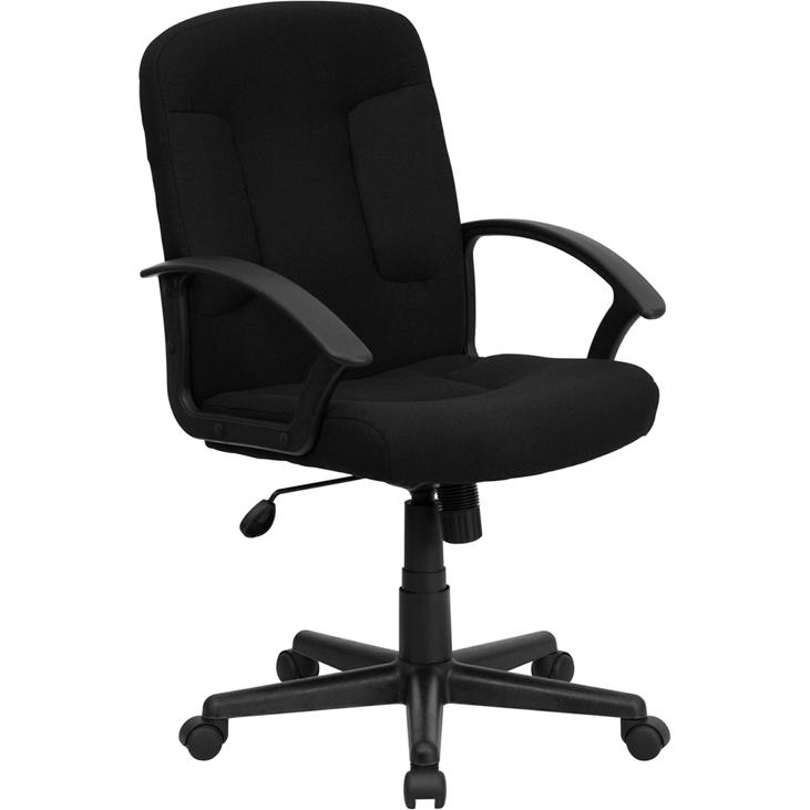 Mid-Back Black Fabric Executive Swivel Office Chair With Nylon Arms By Flash Furniture | Office Chairs | Modishstore - 1