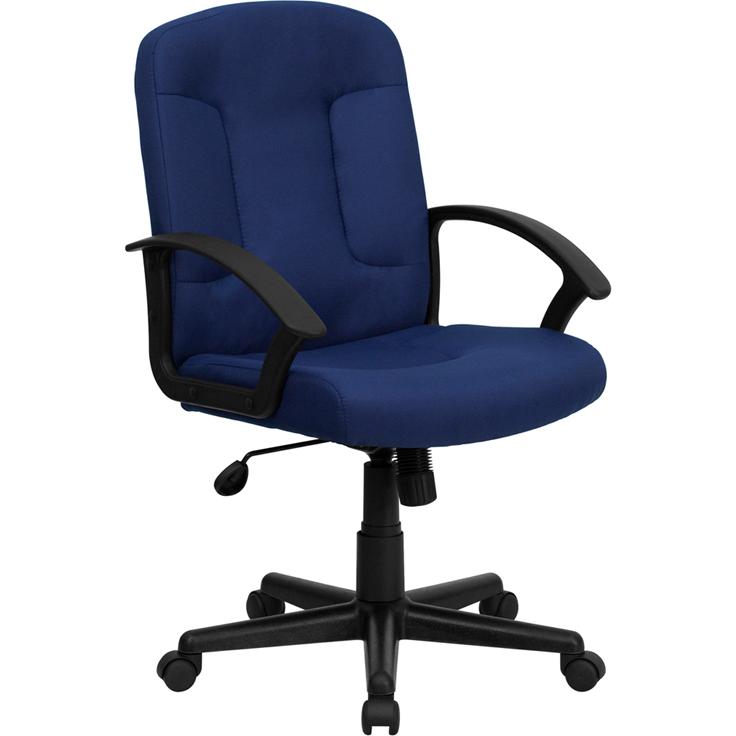 Mid-Back Navy Fabric Executive Swivel Office Chair With Nylon Arms By Flash Furniture | Office Chairs | Modishstore - 1