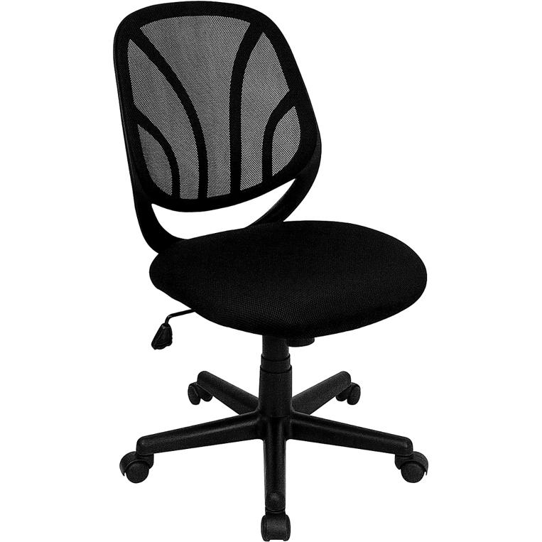 Y-Go Office Chair™ Mid-Back Black Mesh Swivel Task Office Chair By Flash Furniture | Office Chairs | Modishstore - 1