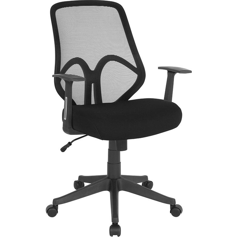 Salerno Series High Back Black Mesh Office Chair With Arms By Flash Furniture | Office Chairs | Modishstore - 1