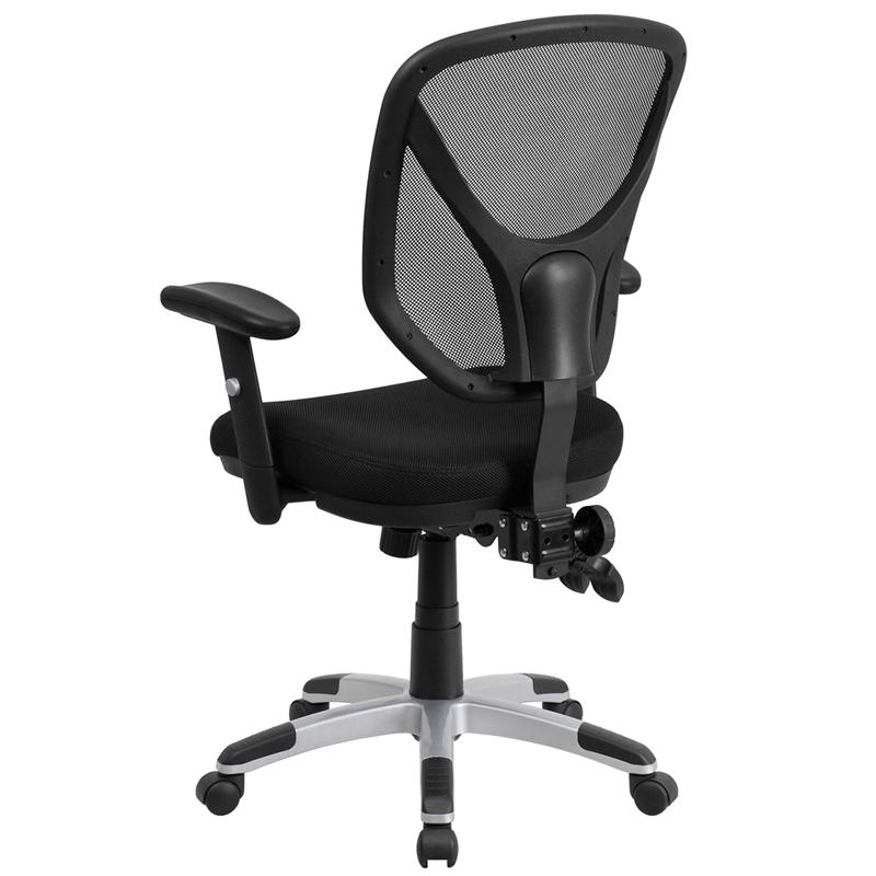 Mid-Back Black Mesh Multifunction Swivel Ergonomic Task Office Chair With Adjustable Arms By Flash Furniture | Office Chairs | Modishstore - 3