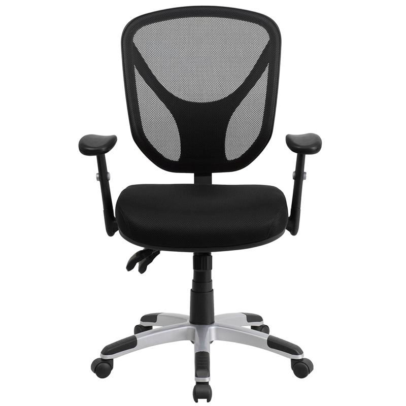 Mid-Back Black Mesh Multifunction Swivel Ergonomic Task Office Chair With Adjustable Arms By Flash Furniture | Office Chairs | Modishstore - 4