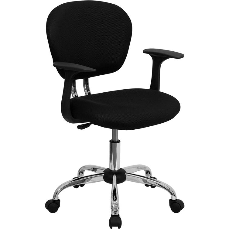 Mid-Back Black Mesh Padded Swivel Task Office Chair With Chrome Base And Arms By Flash Furniture | Office Chairs | Modishstore - 1