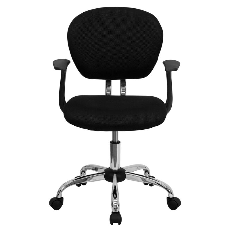 Mid-Back Black Mesh Padded Swivel Task Office Chair With Chrome Base And Arms By Flash Furniture | Office Chairs | Modishstore - 4