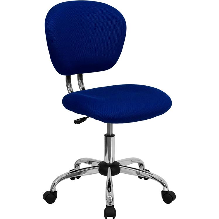 Mid-Back Blue Mesh Padded Swivel Task Office Chair With Chrome Base By Flash Furniture | Office Chairs | Modishstore - 1