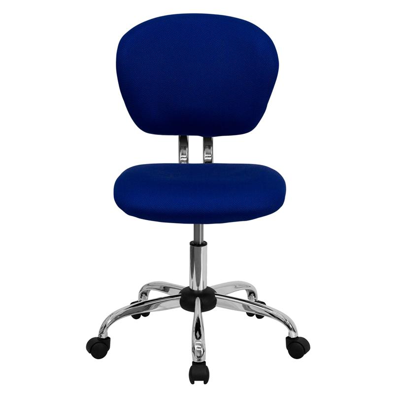 Mid-Back Blue Mesh Padded Swivel Task Office Chair With Chrome Base By Flash Furniture | Office Chairs | Modishstore - 4