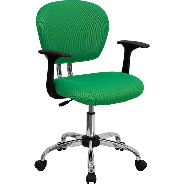 Mid-Back Bright Green Mesh Padded Swivel Task Office Chair With Chrome Base And Arms By Flash Furniture | Office Chairs | Modishstore - 1