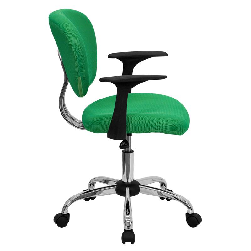 Mid-Back Bright Green Mesh Padded Swivel Task Office Chair With Chrome Base And Arms By Flash Furniture | Office Chairs | Modishstore - 2