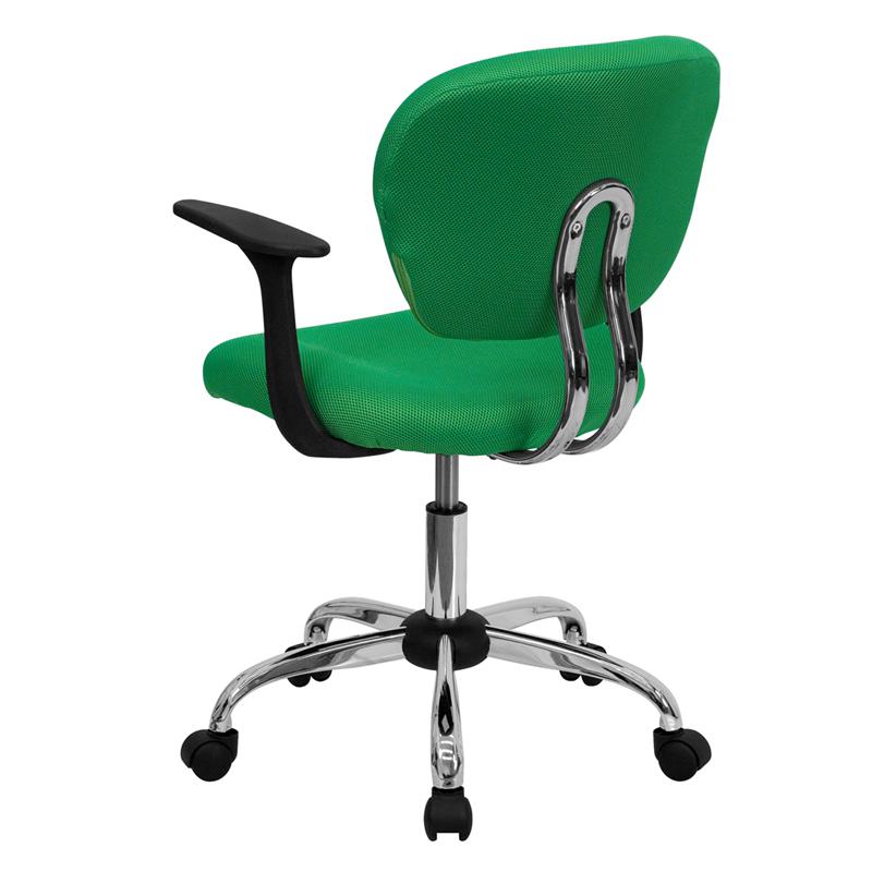 Mid-Back Bright Green Mesh Padded Swivel Task Office Chair With Chrome Base And Arms By Flash Furniture | Office Chairs | Modishstore - 3